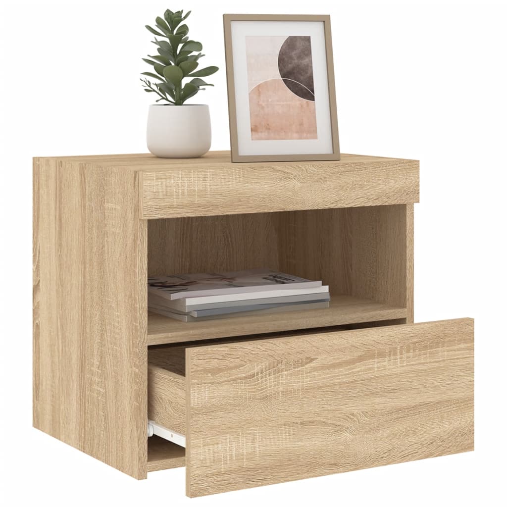 Nattbord med LED sonoma eik 50x40x45 cm
