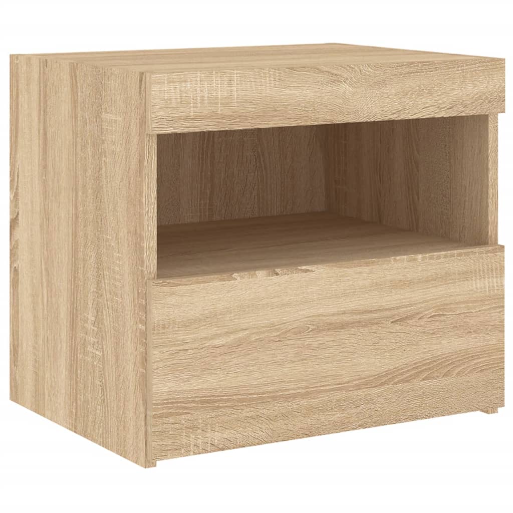 Nattbord med LED sonoma eik 50x40x45 cm