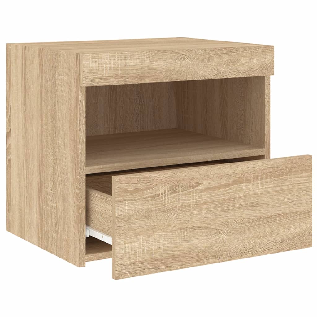 Nattbord med LED sonoma eik 50x40x45 cm