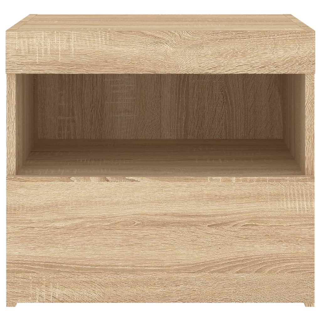 Nattbord med LED sonoma eik 50x40x45 cm
