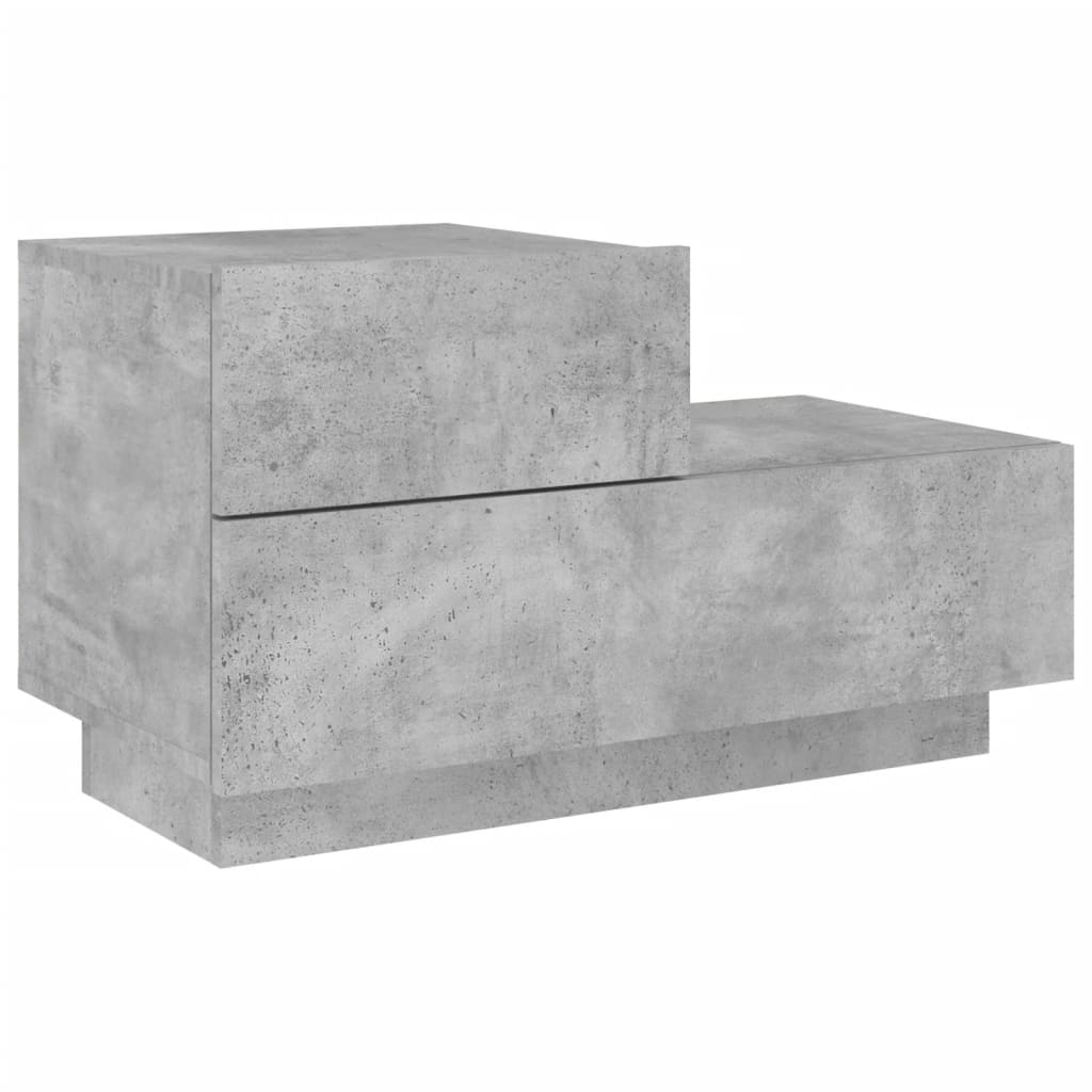 Nattbord med LED betonggrå 70x36x40,5 cm