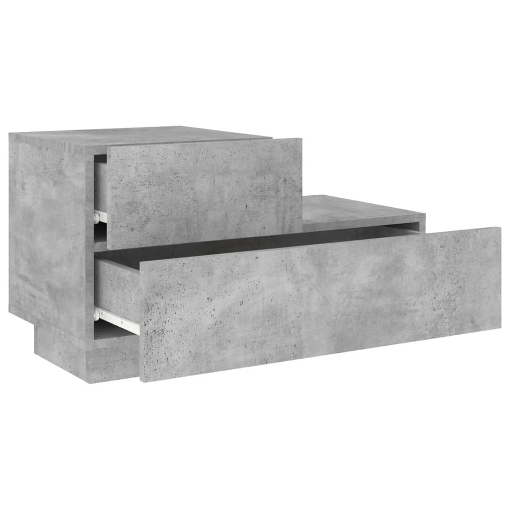 Nattbord med LED betonggrå 70x36x40,5 cm