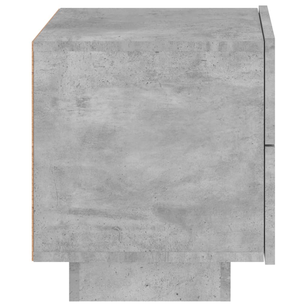 Nattbord med LED betonggrå 70x36x40,5 cm