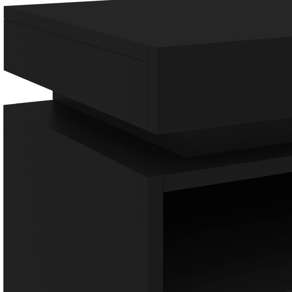 Nattbord med LED svart 40x39x48,5 cm
