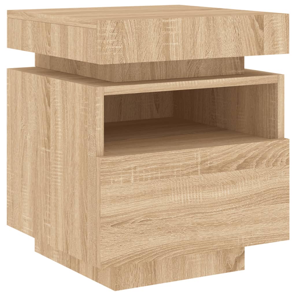 Nattbord med LED sonoma eik 40x39x48,5 cm