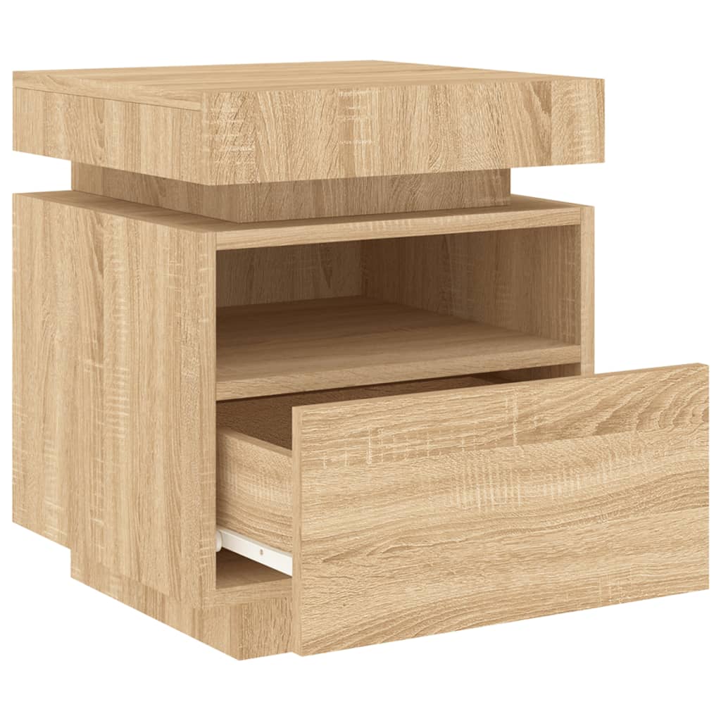 Nattbord med LED sonoma eik 40x39x48,5 cm