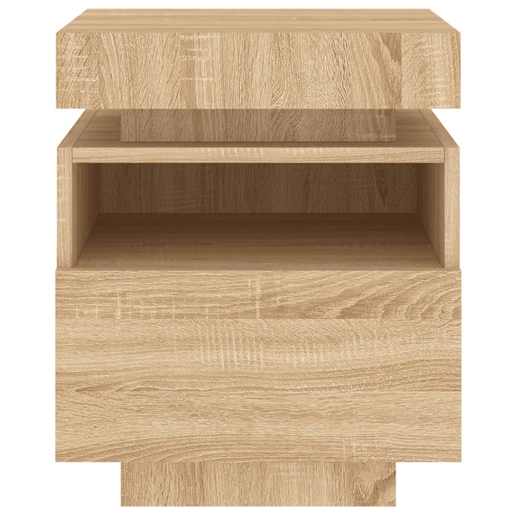 Nattbord med LED sonoma eik 40x39x48,5 cm