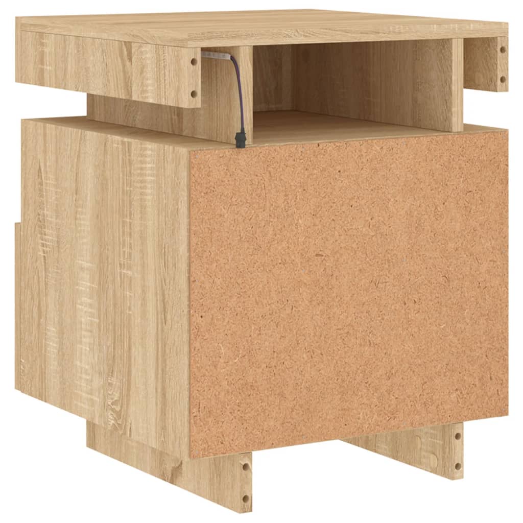 Nattbord med LED sonoma eik 40x39x48,5 cm