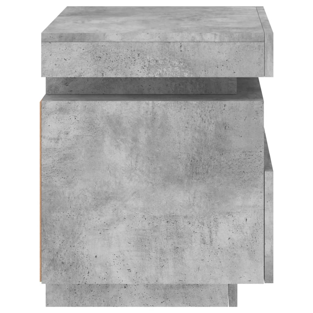 Nattbord med LED betonggrå 40x39x48,5 cm