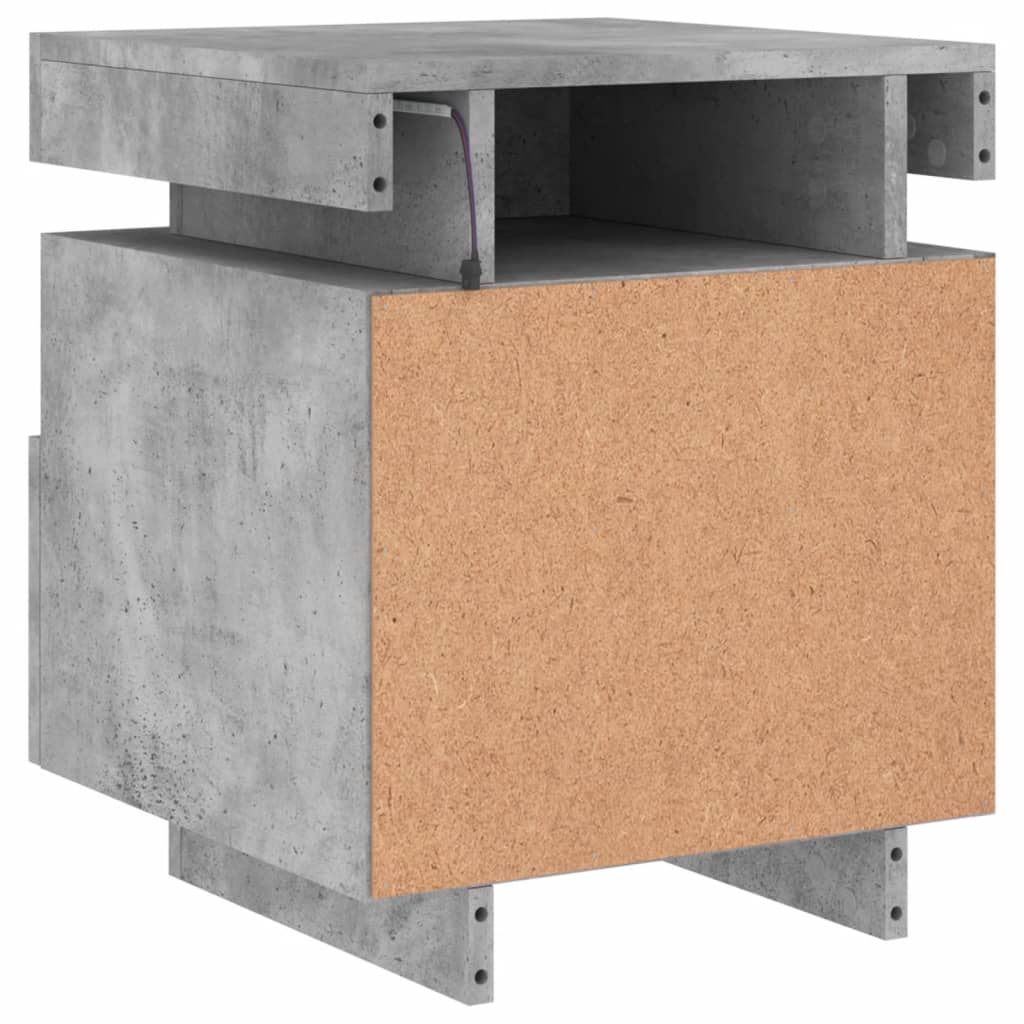 Nattbord med LED betonggrå 40x39x48,5 cm