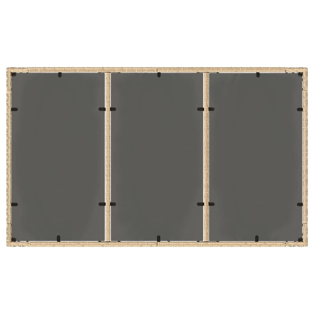 Hagebord med glassplate beige 150x90x75 cm polyrotting