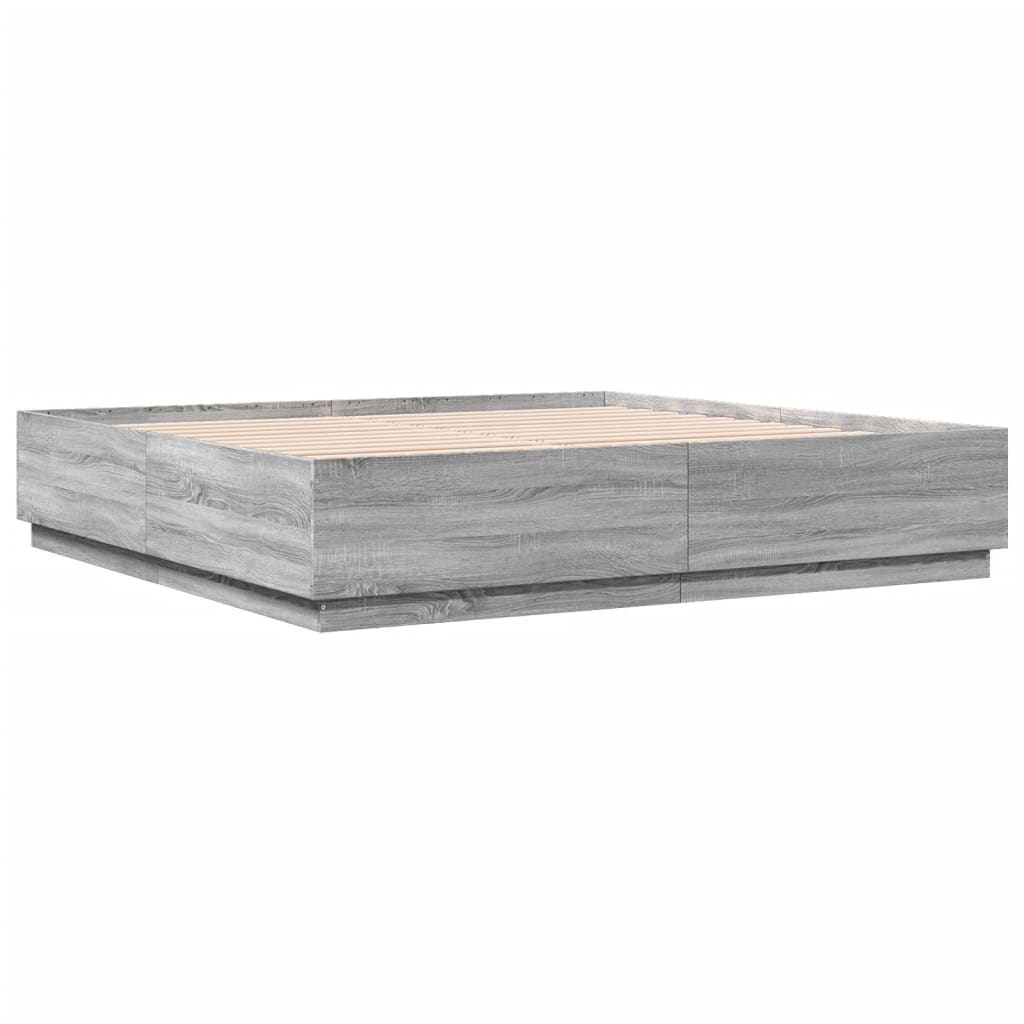 Sengeramme grå sonoma 200x200 cm konstruert tre