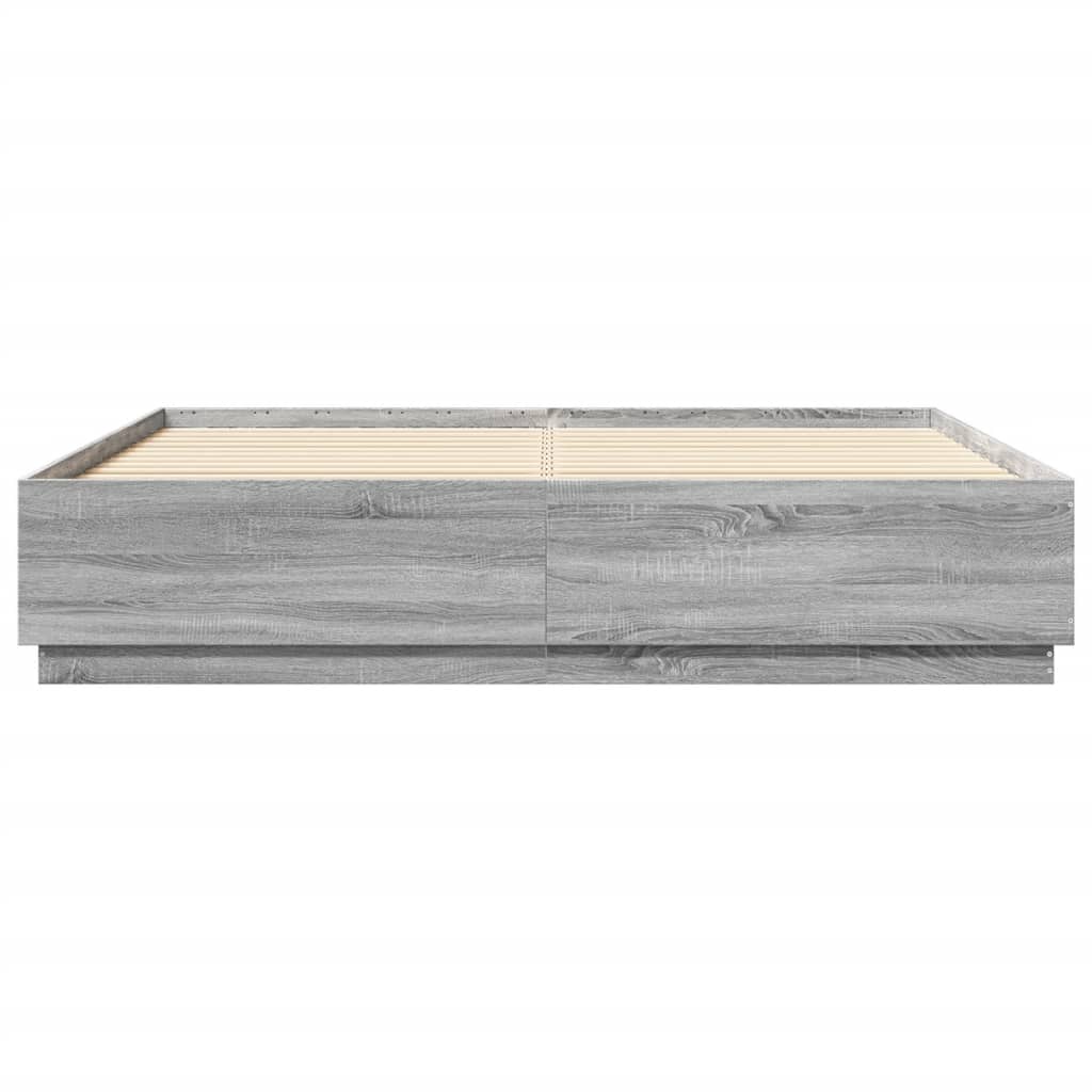 Sengeramme grå sonoma 200x200 cm konstruert tre