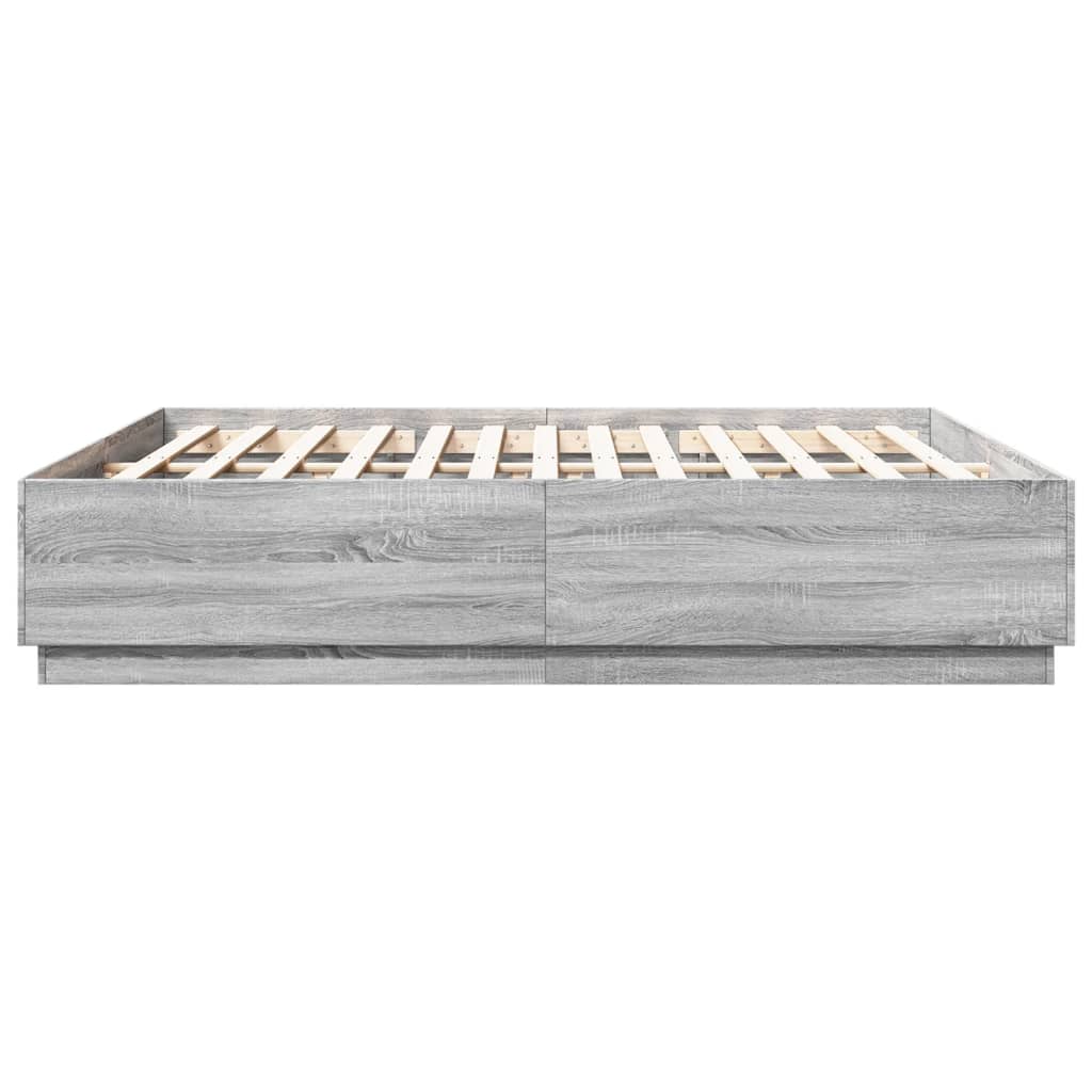 Sengeramme grå sonoma 200x200 cm konstruert tre