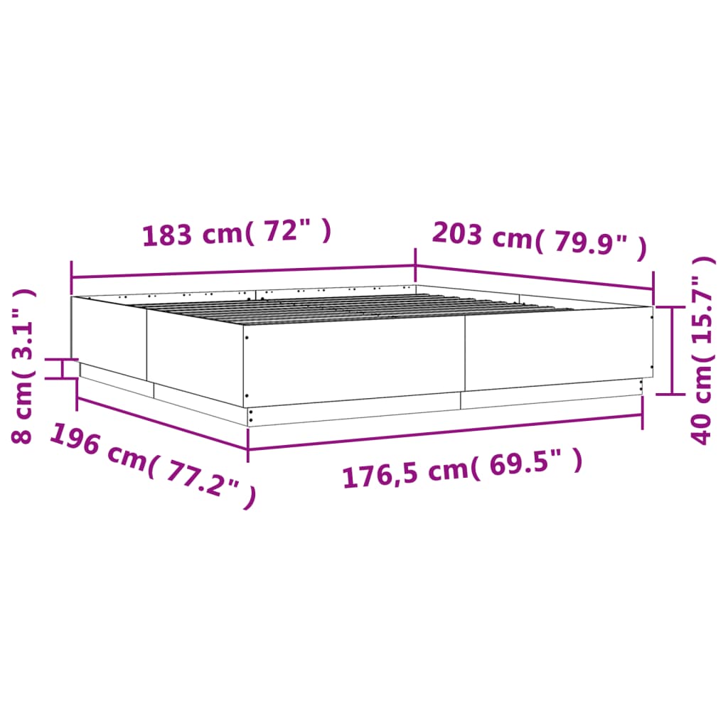 Sengeramme hvit 180x200 cm konstruert tre