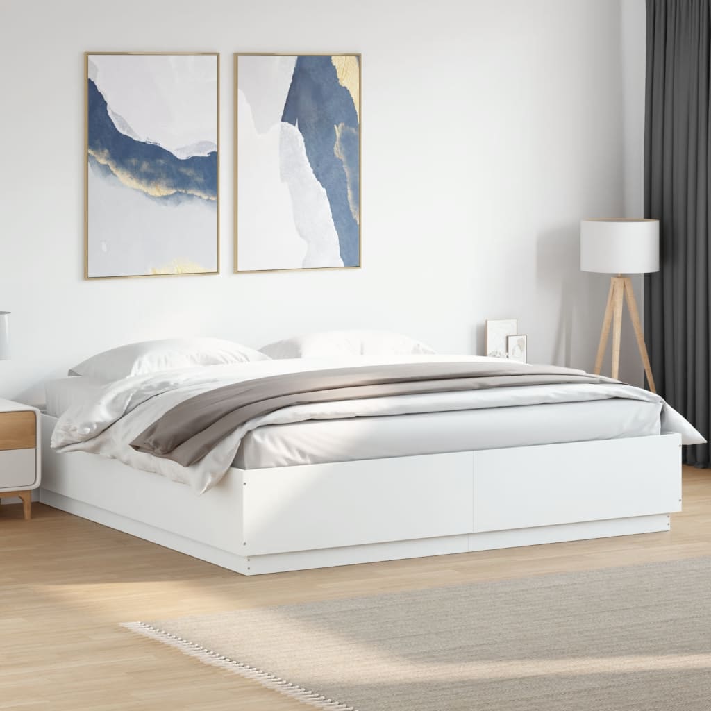 Sengeramme hvit 180x200 cm konstruert tre