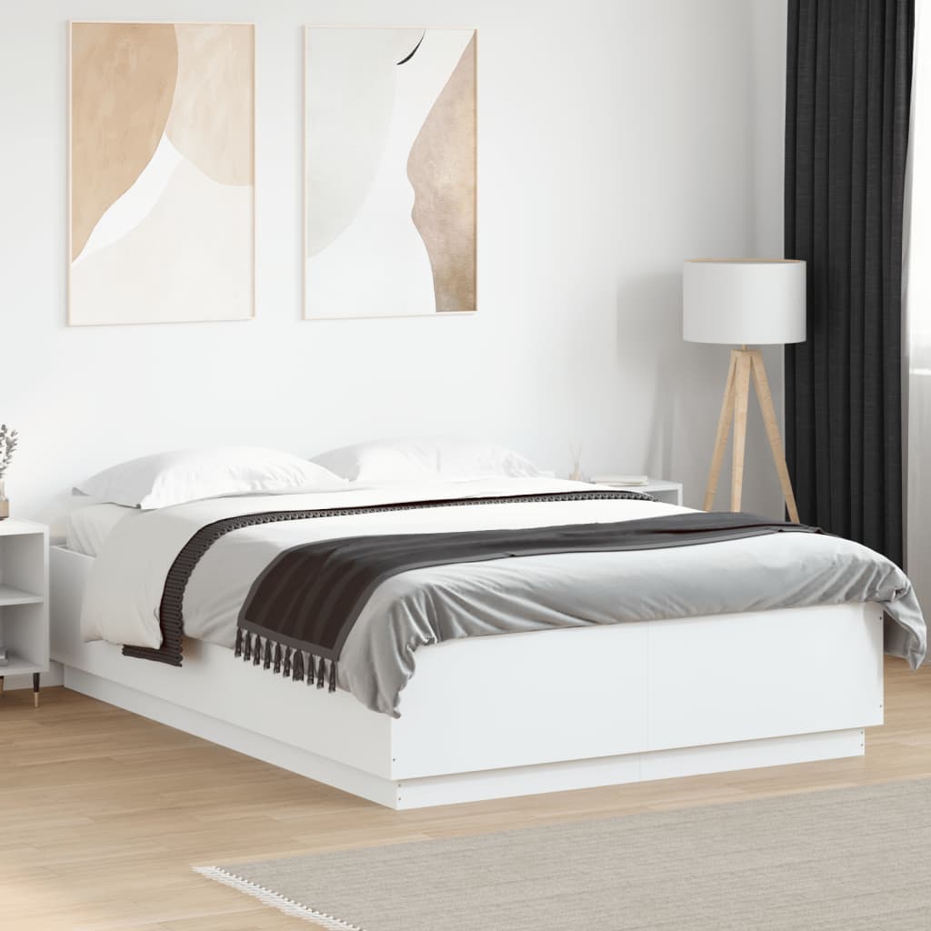 Sengeramme hvit 160x200 cm konstruert tre