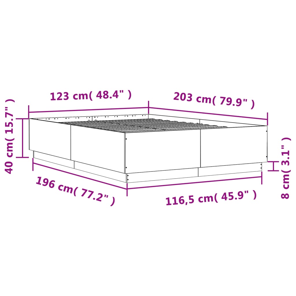 Sengeramme betonggrå 120x200 cm konstruert tre