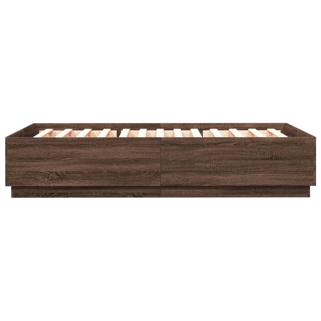 Sengeramme brun eik 120x200 cm konstruert tre
