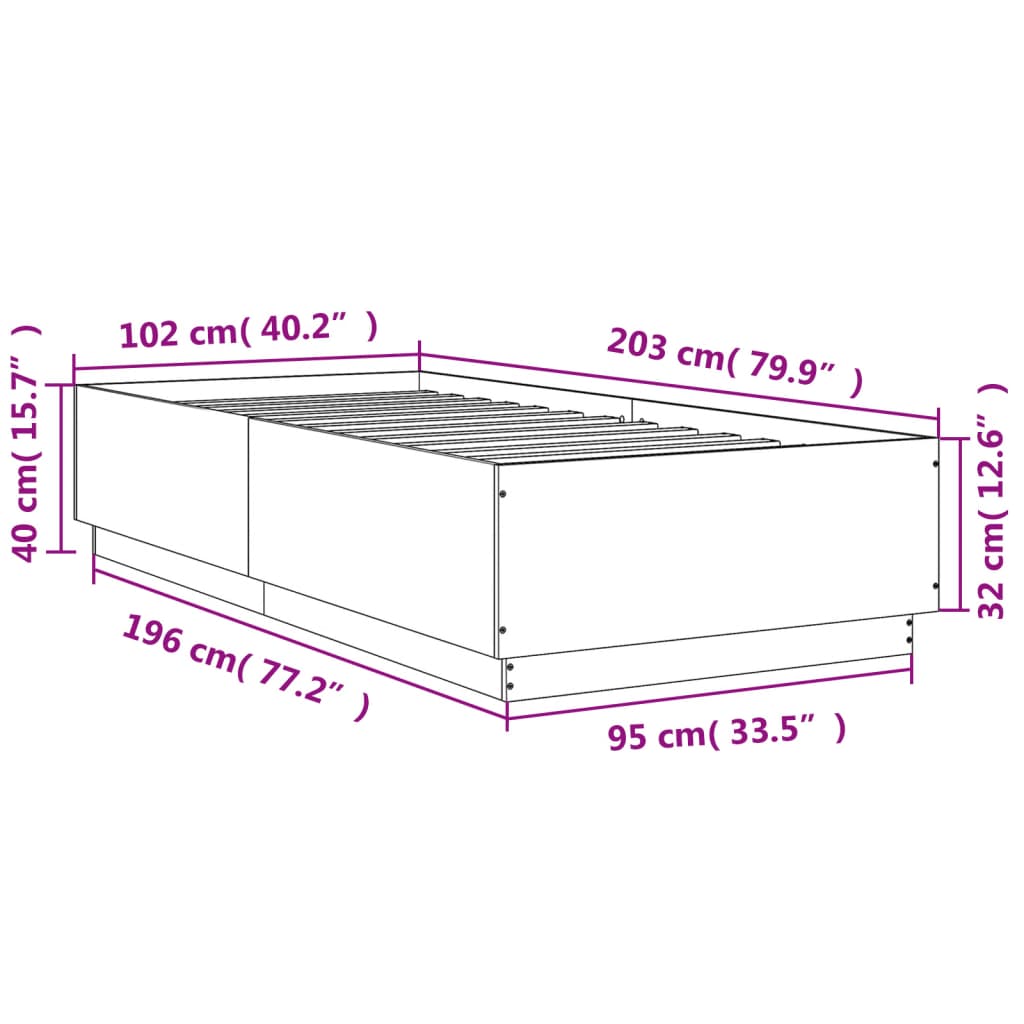 Sengeramme hvit 100x200 cm konstruert tre