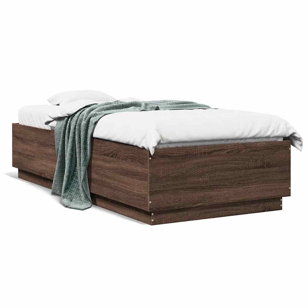 Sengeramme brun eik 100x200 cm konstruert tre
