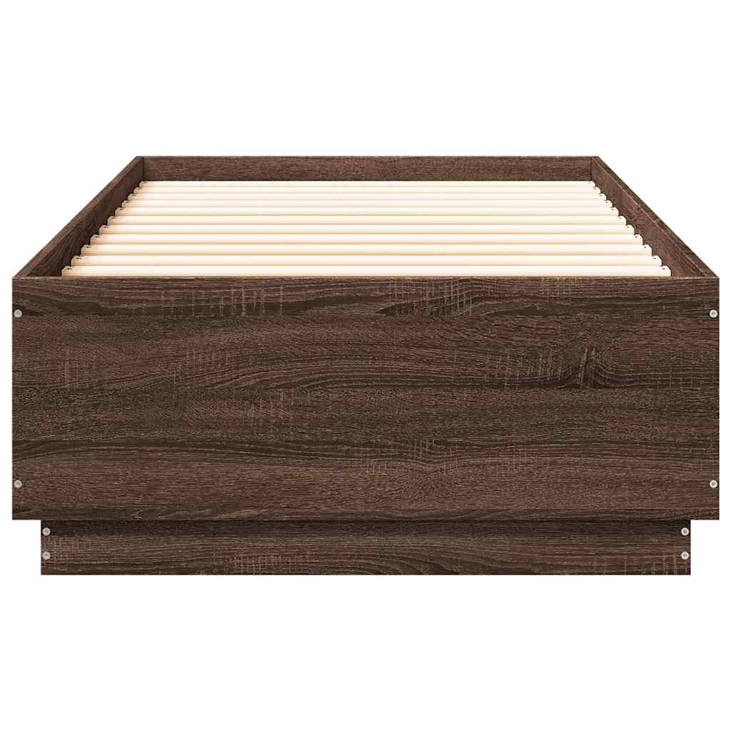 Sengeramme brun eik 100x200 cm konstruert tre