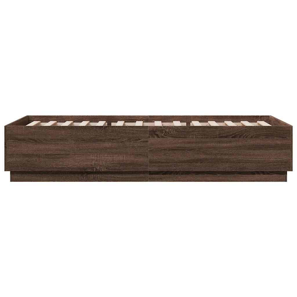 Sengeramme brun eik 100x200 cm konstruert tre