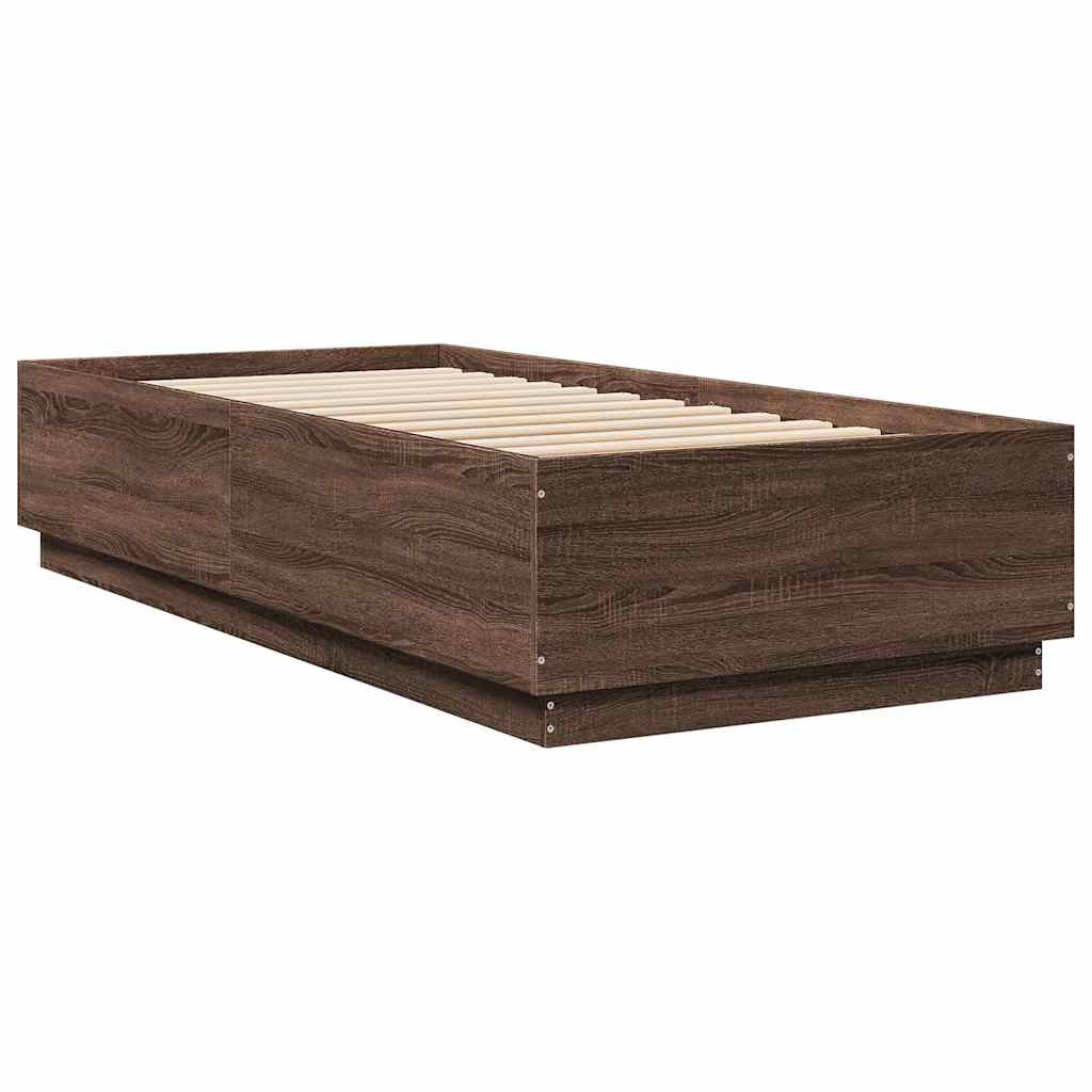 Sengeramme brun eik 100x200 cm konstruert tre