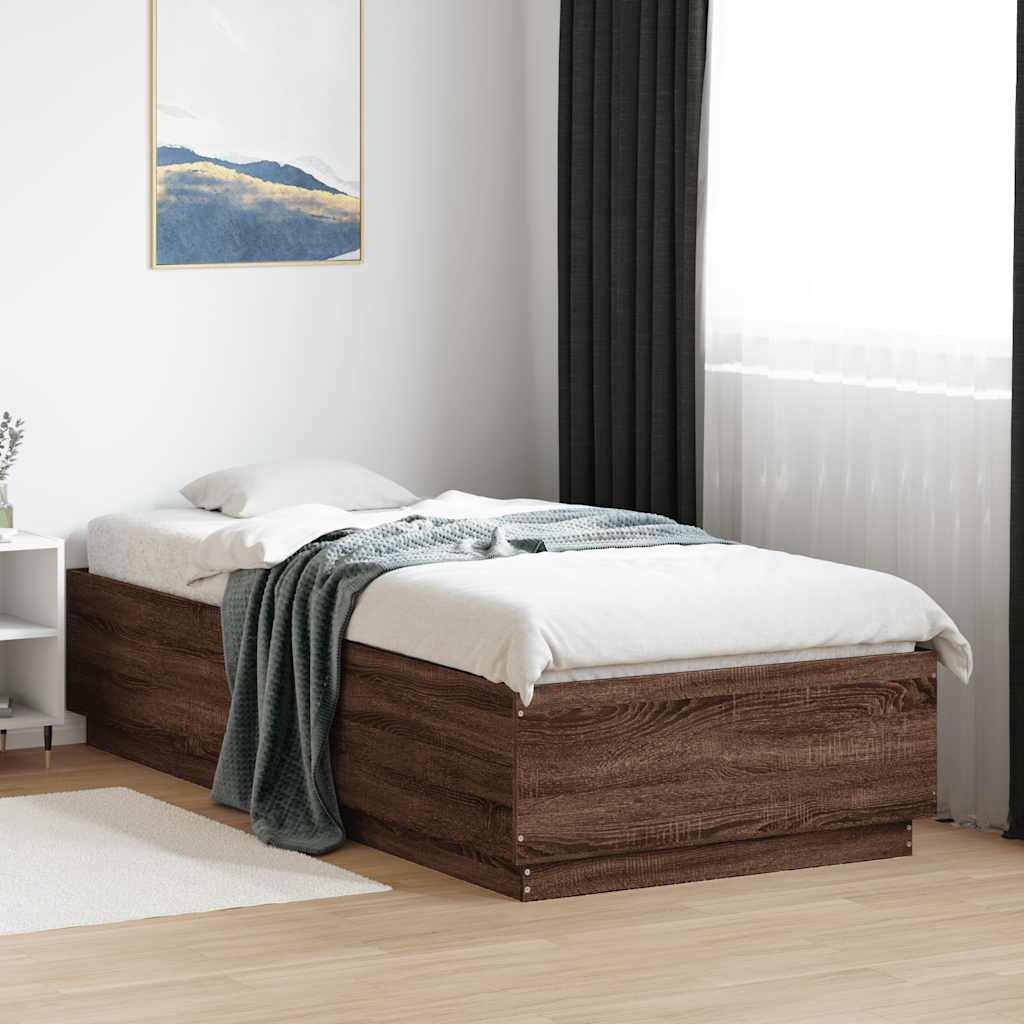 Sengeramme brun eik 100x200 cm konstruert tre