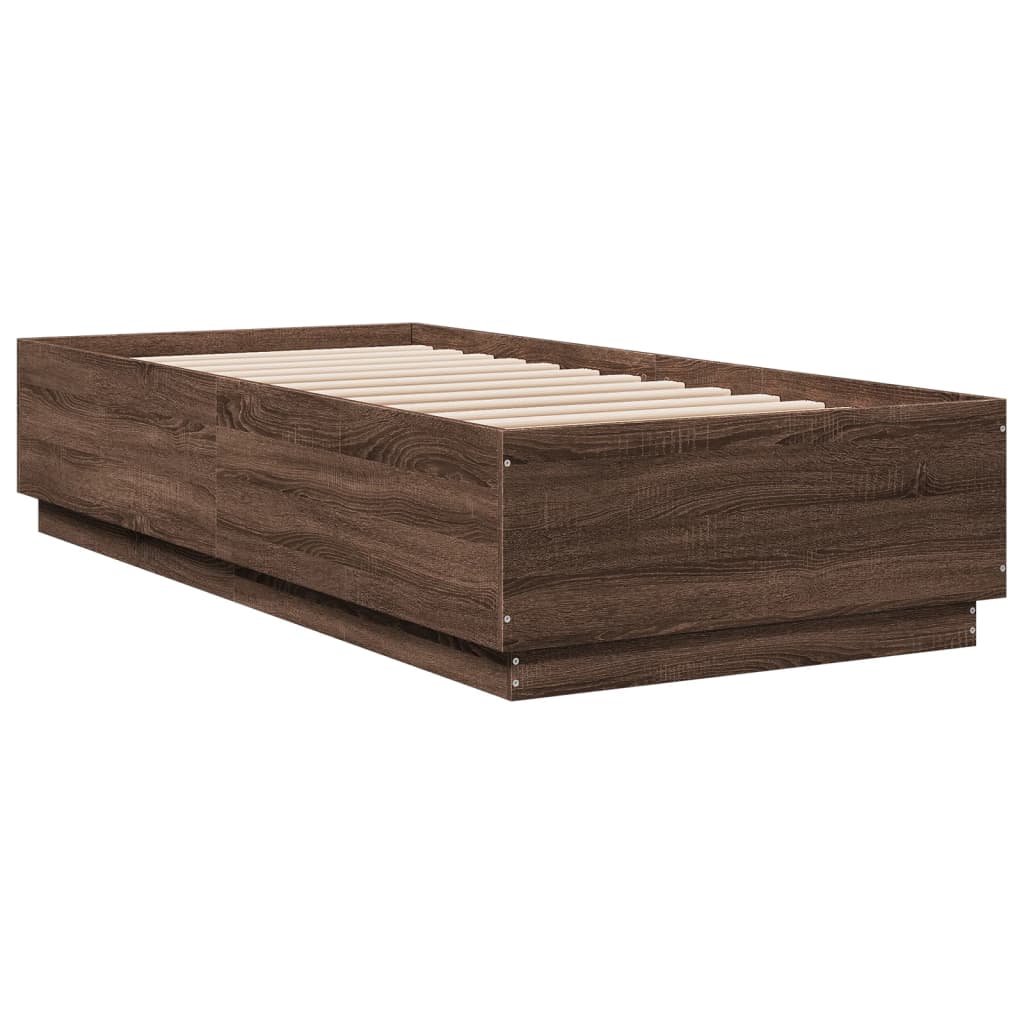 Sengeramme brun eik 90x200 cm konstruert tre