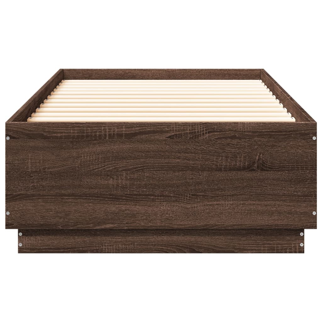 Sengeramme brun eik 90x200 cm konstruert tre