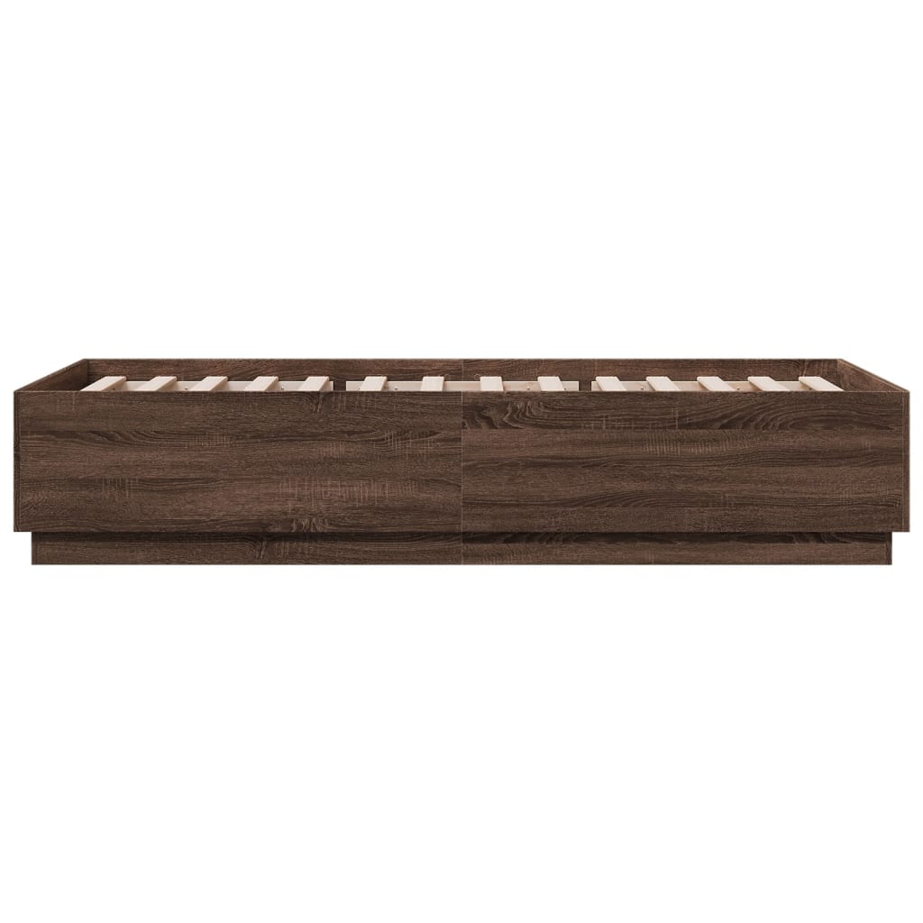Sengeramme brun eik 90x200 cm konstruert tre