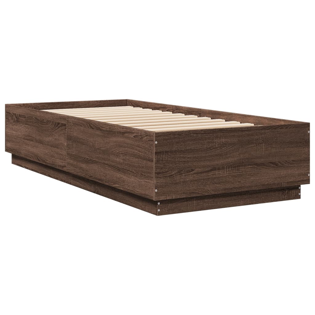 Sengeramme brun eik 90x200 cm konstruert tre