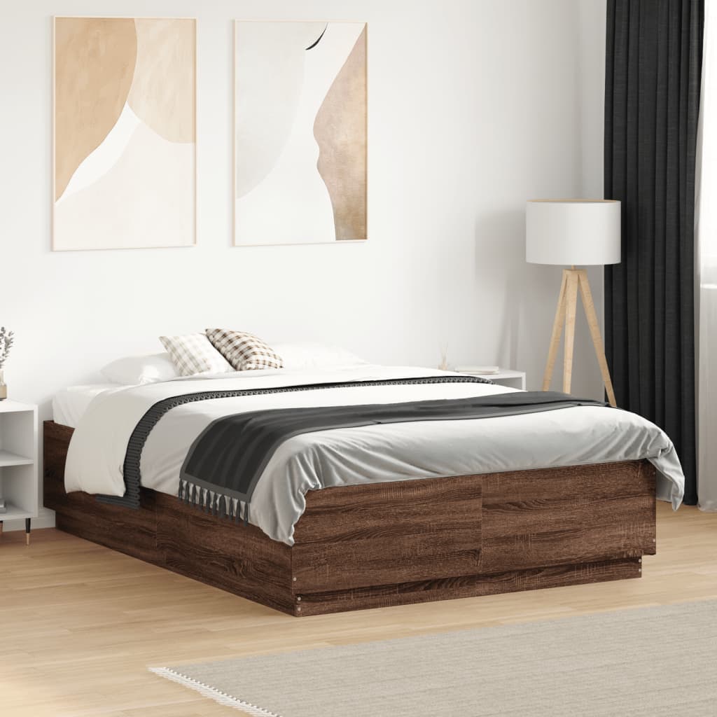 Sengeramme brun eik 140x190 cm konstruert tre