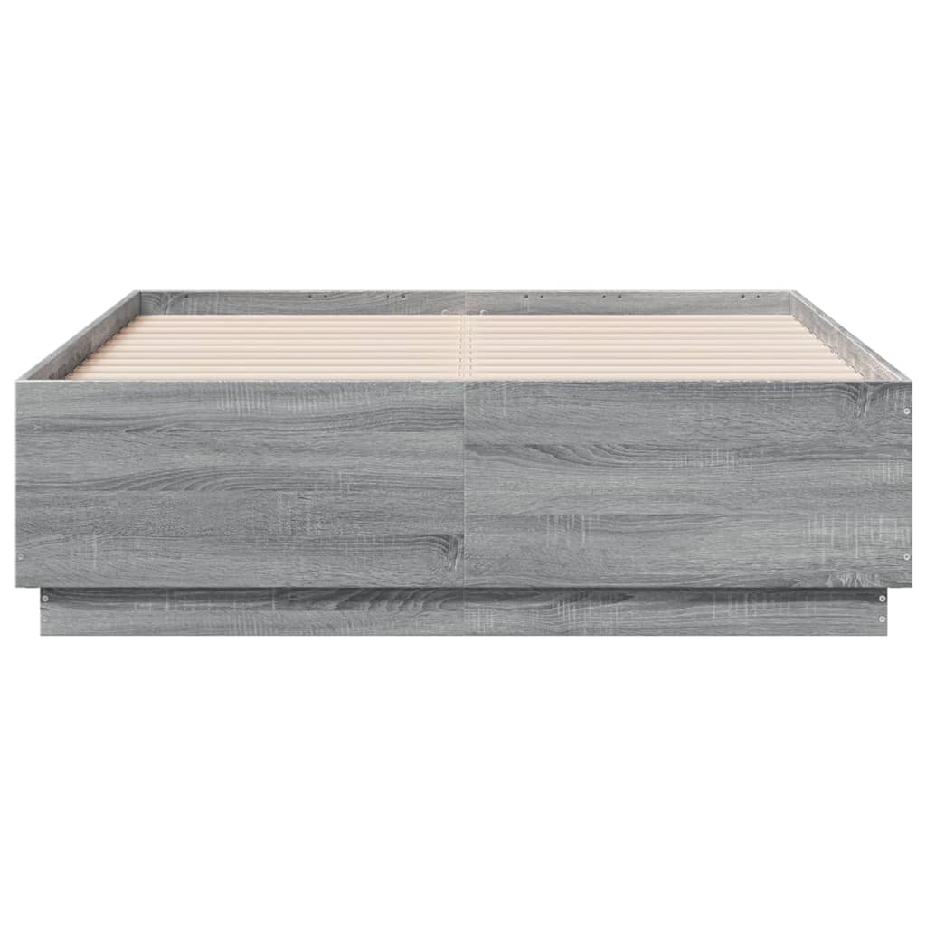 Sengeramme grå sonoma 135x190 cm konstruert tre