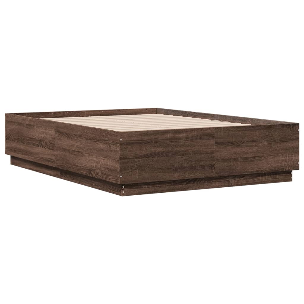 Sengeramme brun eik 135x190 cm konstruert tre