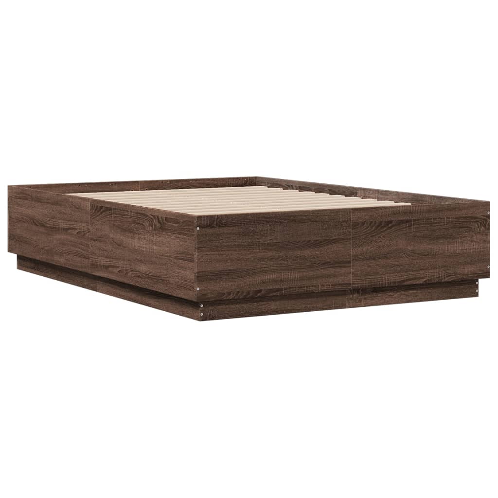 Sengeramme brun eik 135x190 cm konstruert tre