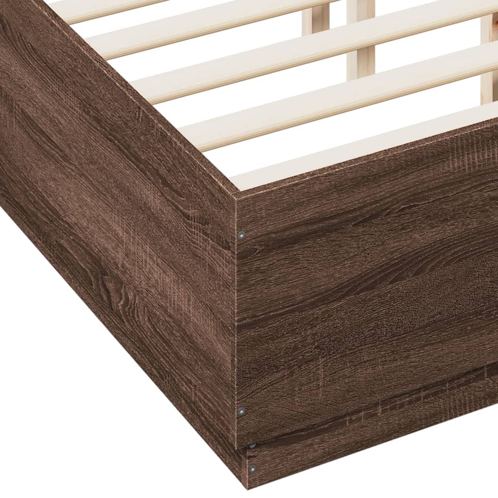 Sengeramme brun eik 135x190 cm konstruert tre