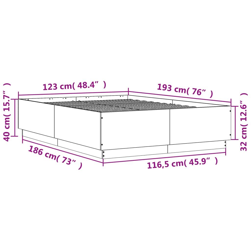 Sengeramme betonggrå 120x190 cm konstruert tre