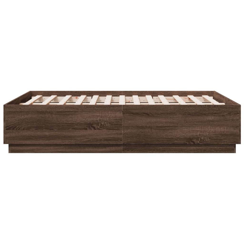 Sengeramme brun eik 120x190 cm konstruert tre