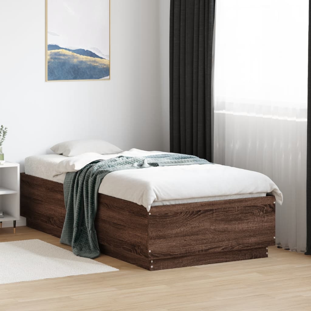 Sengeramme brun eik 90x190 cm konstruert tre