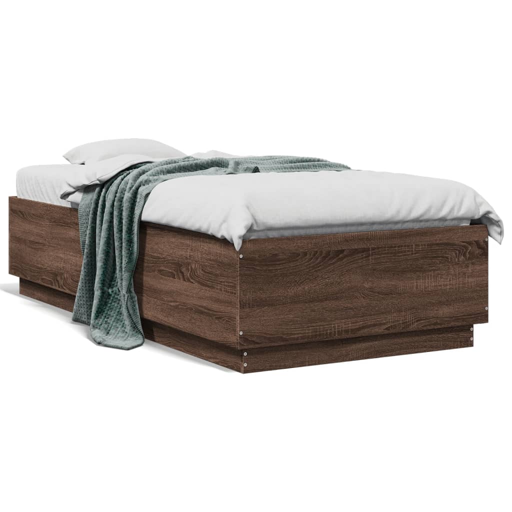 Sengeramme brun eik 75x190 cm konstruert tre