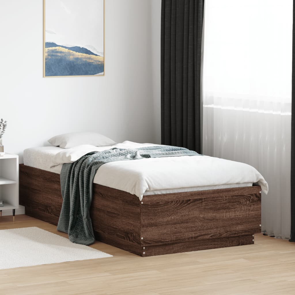 Sengeramme brun eik 75x190 cm konstruert tre