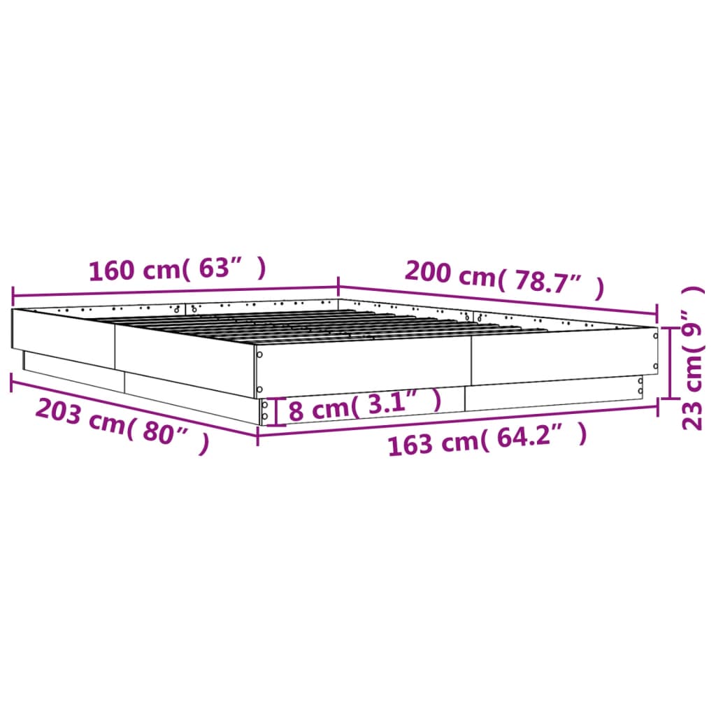 Sengeramme hvit 160x200 cm konstruert tre