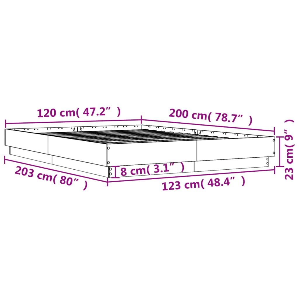 Sengeramme hvit 120x200 cm konstruert tre