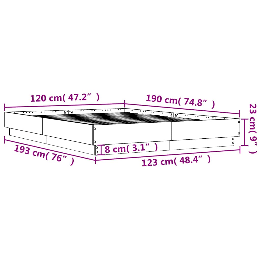 Sengeramme hvit 120x190 cm konstruert tre