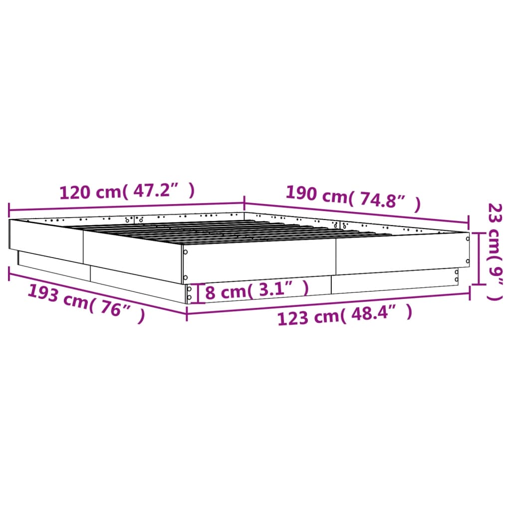 Sengeramme betonggrå 120x190 cm konstruert tre