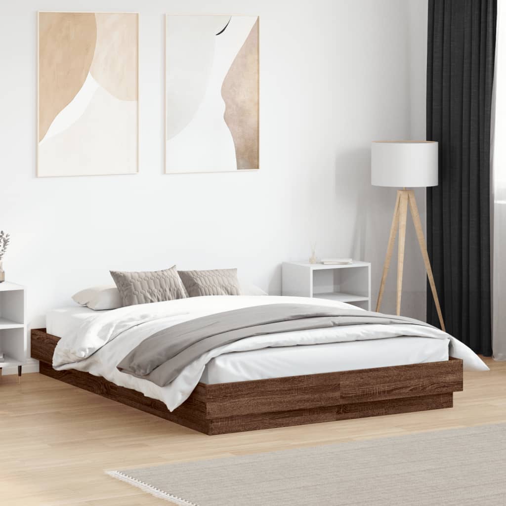 Sengeramme brun eik 120x190 cm konstruert tre