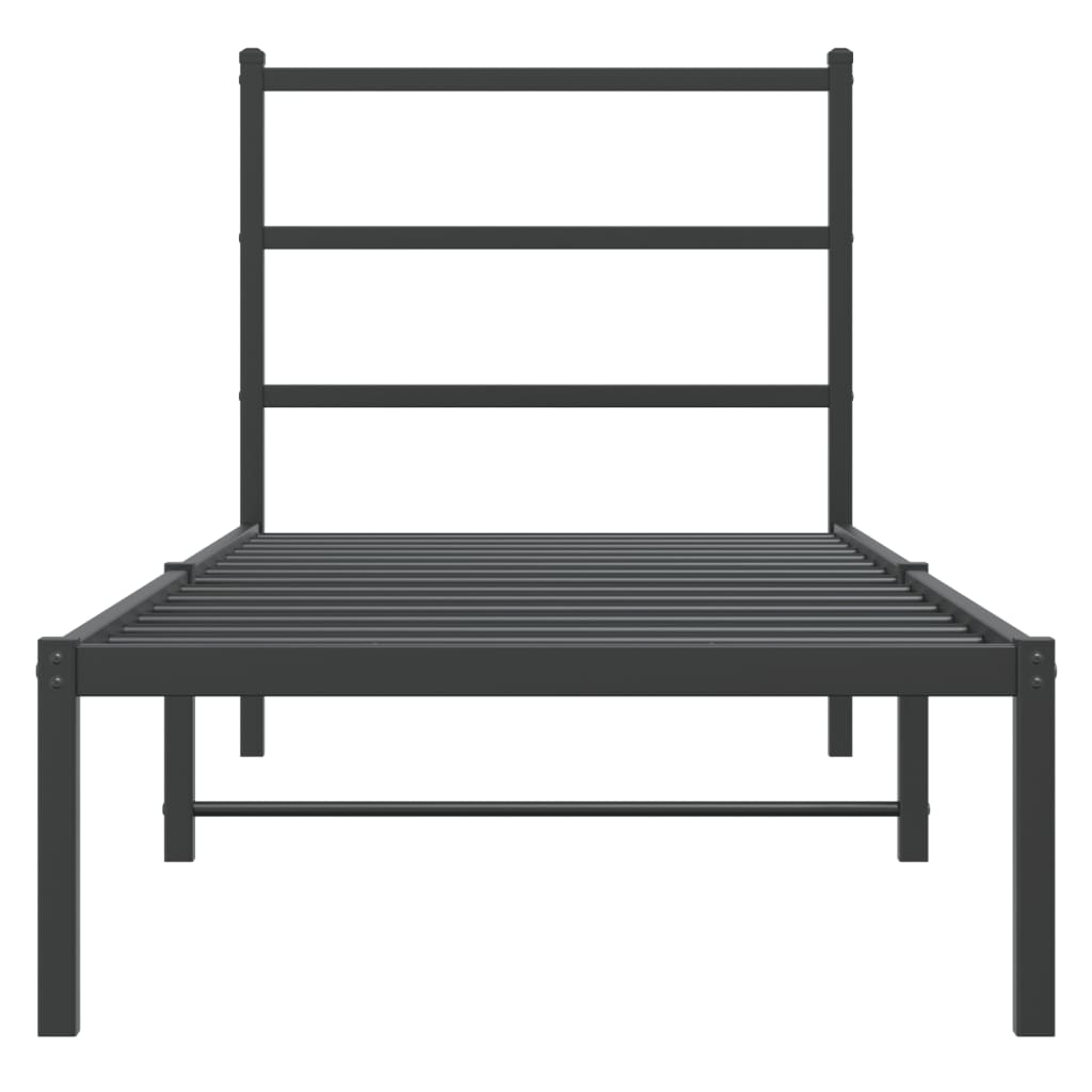 Sengeramme i metall med hodegavl svart 75x190 cm