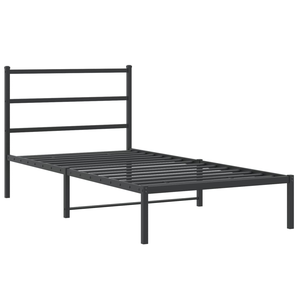 Sengeramme i metall med hodegavl svart 100x190 cm